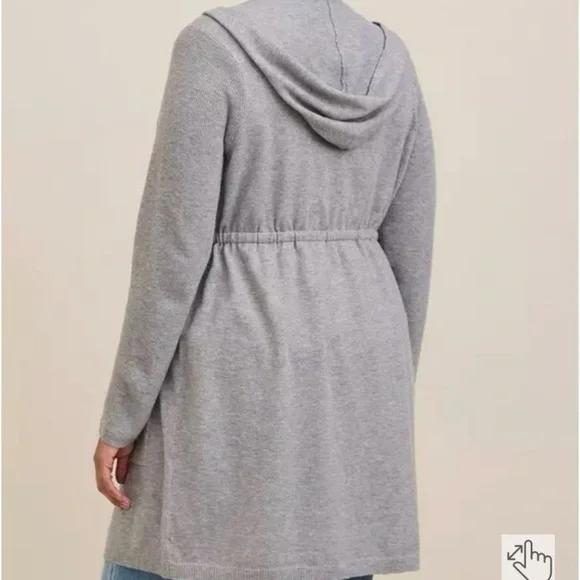 TORRID Women's size 0 (L) Gray Everyday Anorak Hooded Cinched Waist Sweater - Picture 7 of 11